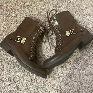 G by Guess Brown Short Zip Up/Laced Boots Sz 6.5 M EUC